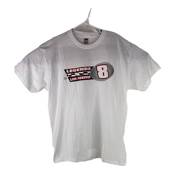 Legends Live Forever #8 Dale Earnhardt XL White T-Shirt Fruit Of The Loom Tee - Picture 1 of 9